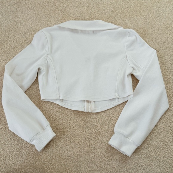 OAK + FORT White Cropped Zip Up Jacket - Picture 5 of 5